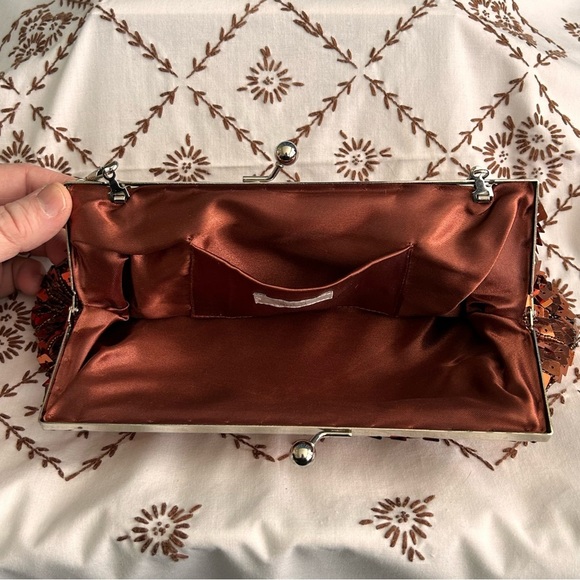 Vtg 90’s Apt 9 Women’s Copper Sequin Fashion Clutch w/ Removable Chain Strap - Picture 6 of 11